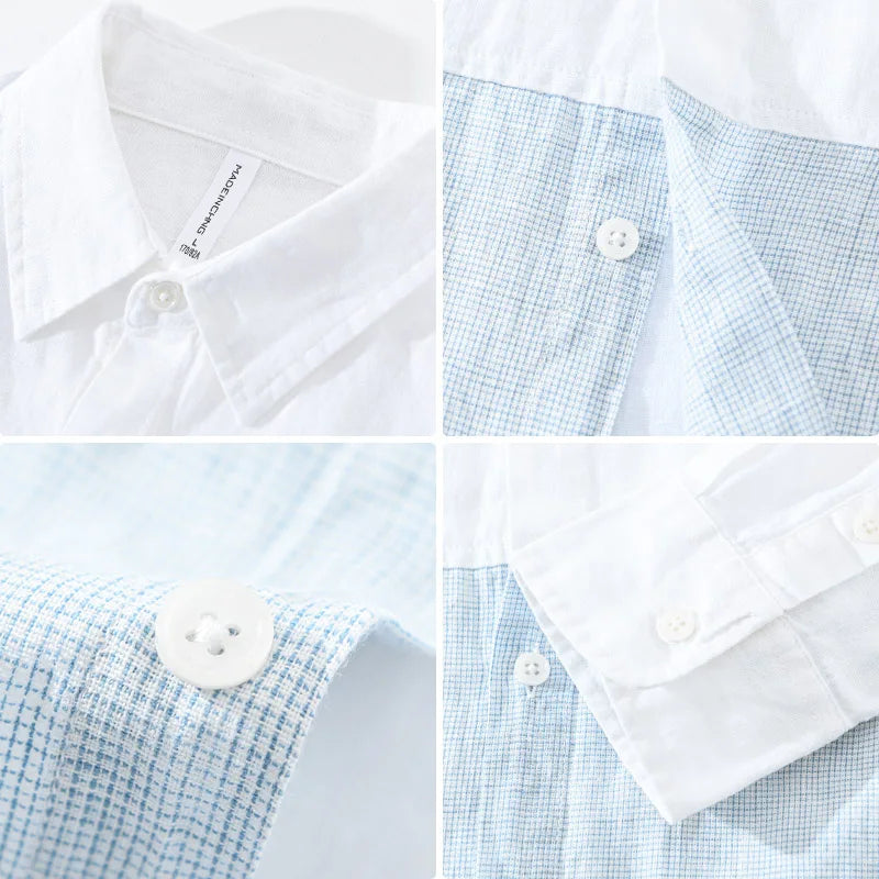 Patchwork Linen Shirt – Stylish & Breathable