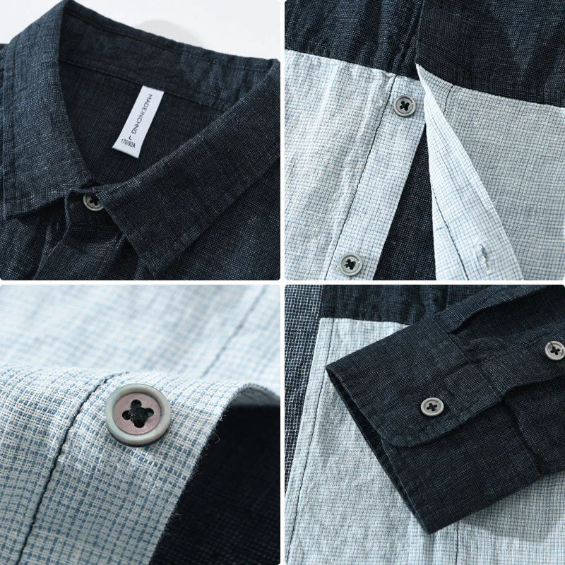 Patchwork Linen Shirt – Stylish & Breathable