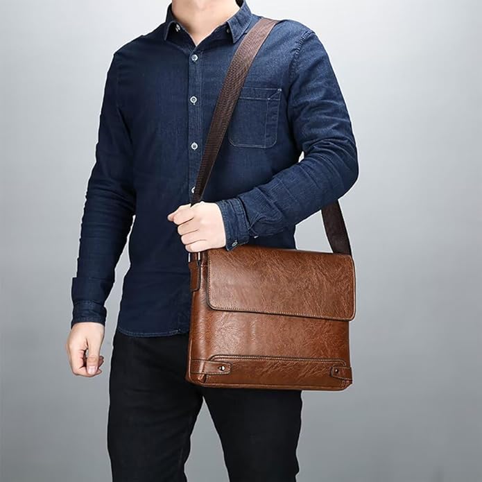 Marcus | Men's Large Commuter Travel Leather Crossbody Bag