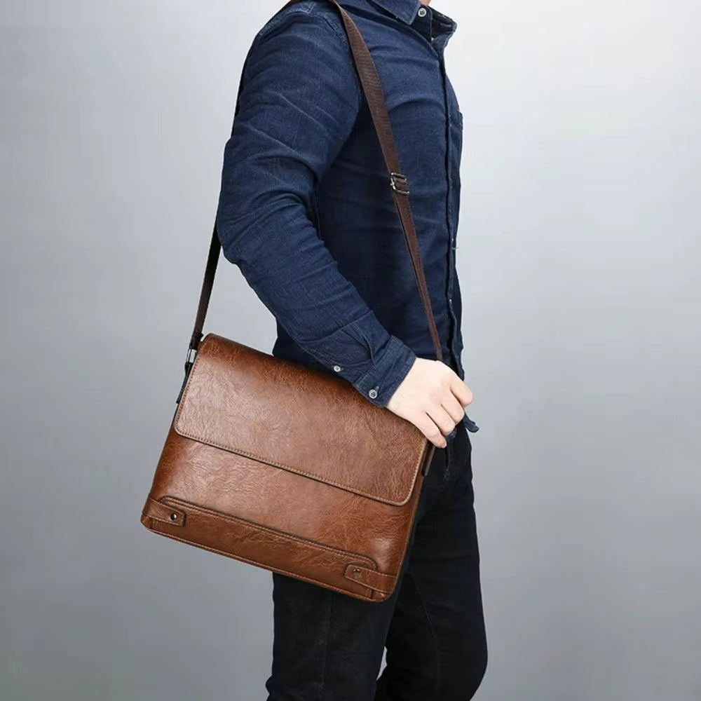 Marcus | Men's Large Commuter Travel Leather Crossbody Bag