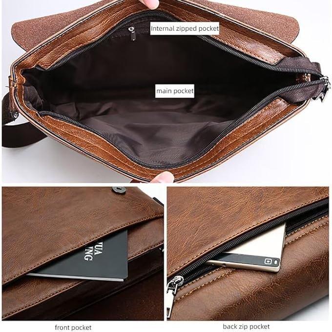 Marcus | Men's Large Commuter Travel Leather Crossbody Bag
