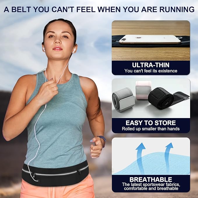 Edward | Ultra-Thin Running Belt Bum Bag with Headphone Port