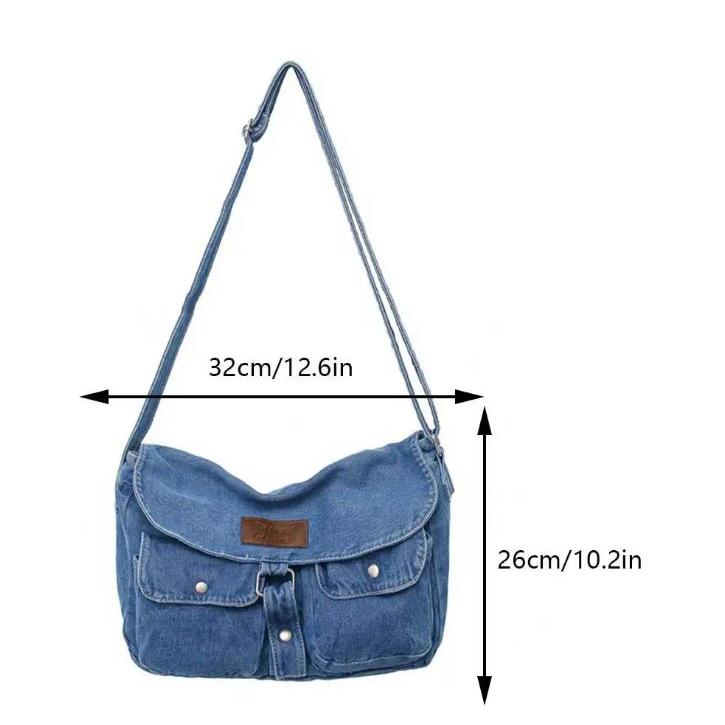 Malaysia | Spacious Multi-pocket Trendy Denim Crossbody Messenger Bag