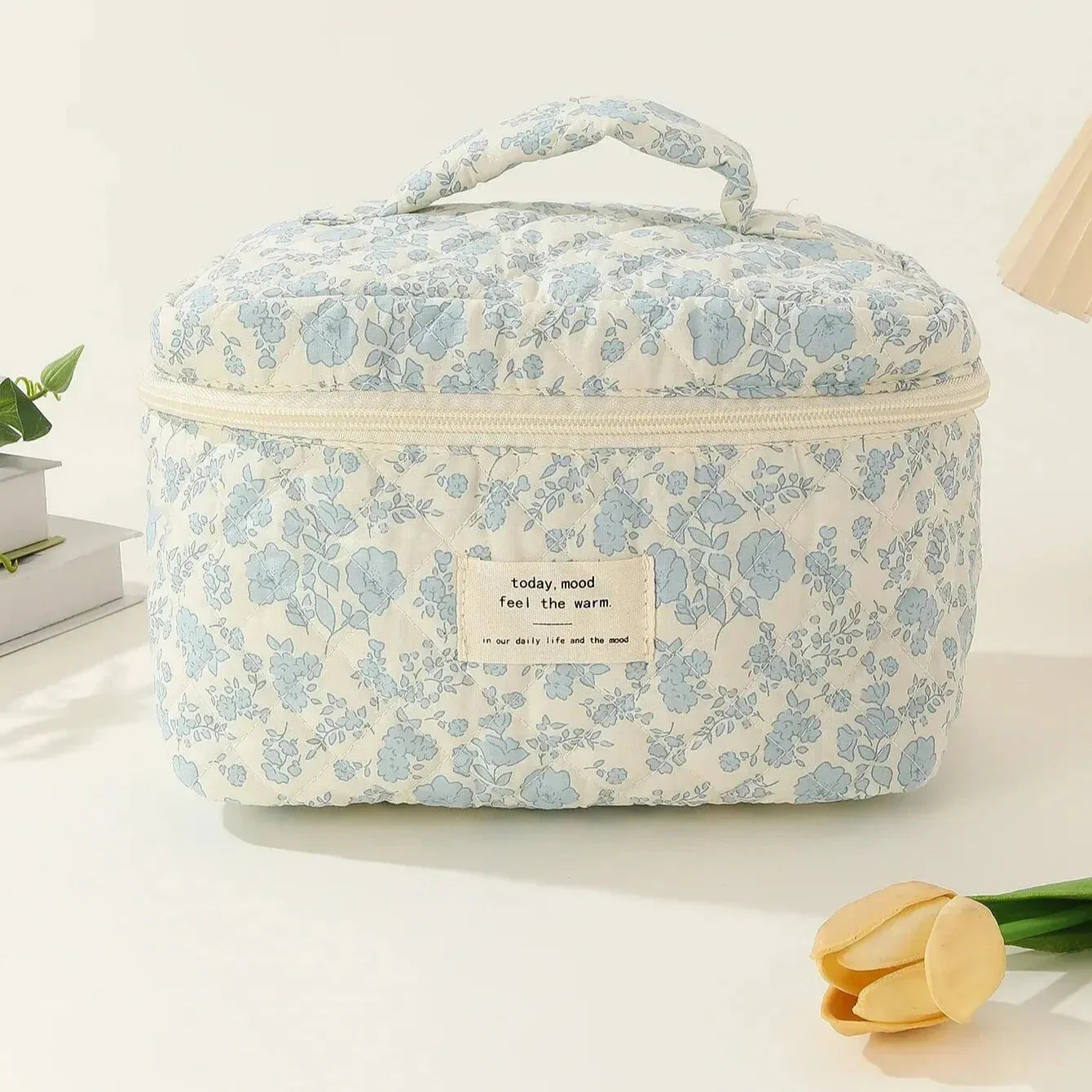 Meilani | Elegant Floral Quilted Cosmetics Essentials Bag