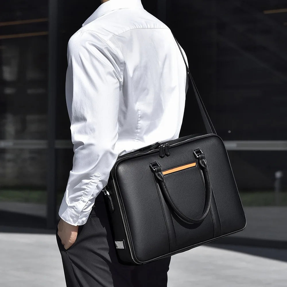 Omar | Leather Business Laptop Briefcase Crossbody Handbag
