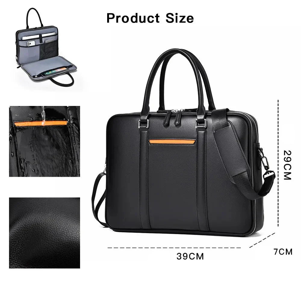 Omar | Leather Business Laptop Briefcase Crossbody Handbag