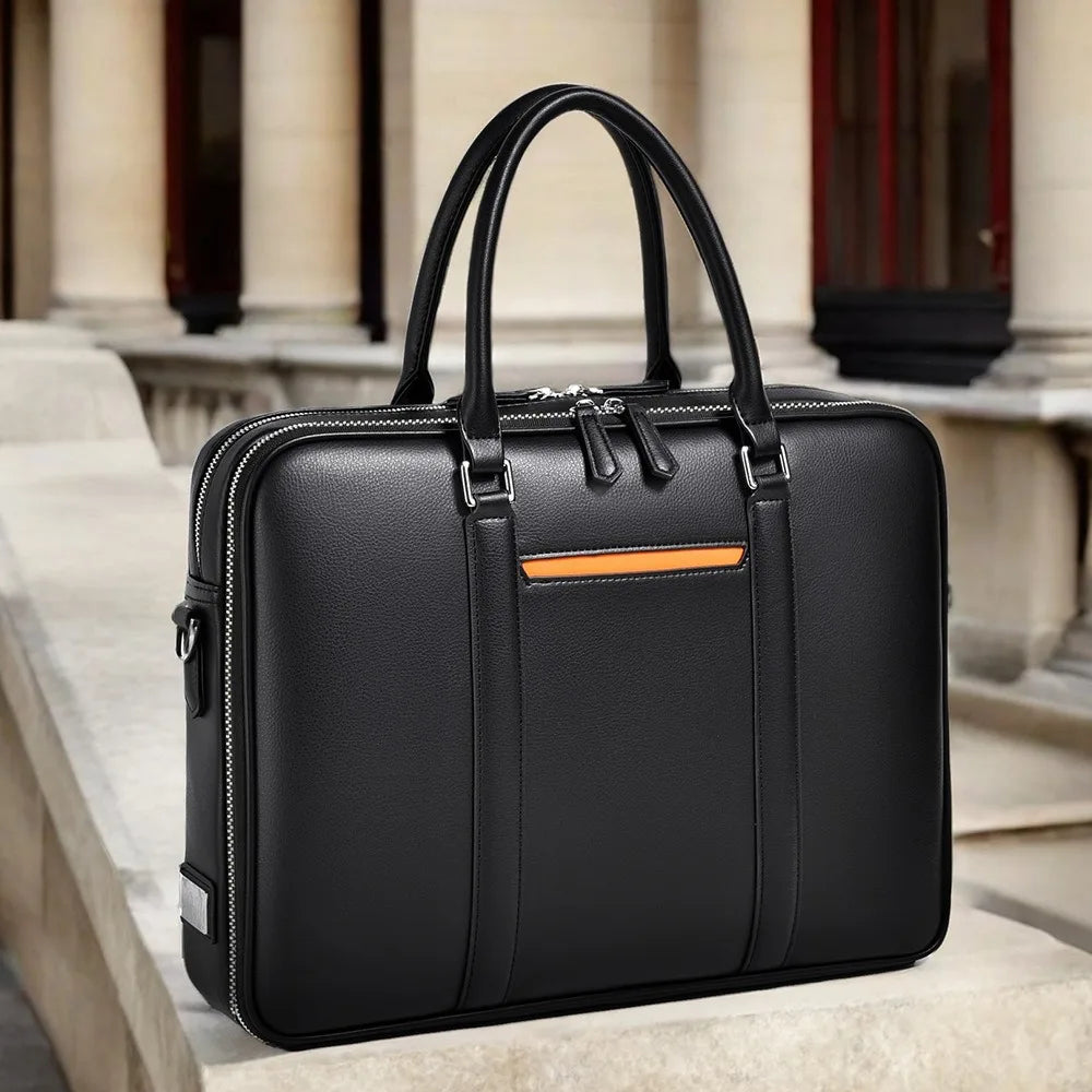 Omar | Leather Business Laptop Briefcase Crossbody Handbag