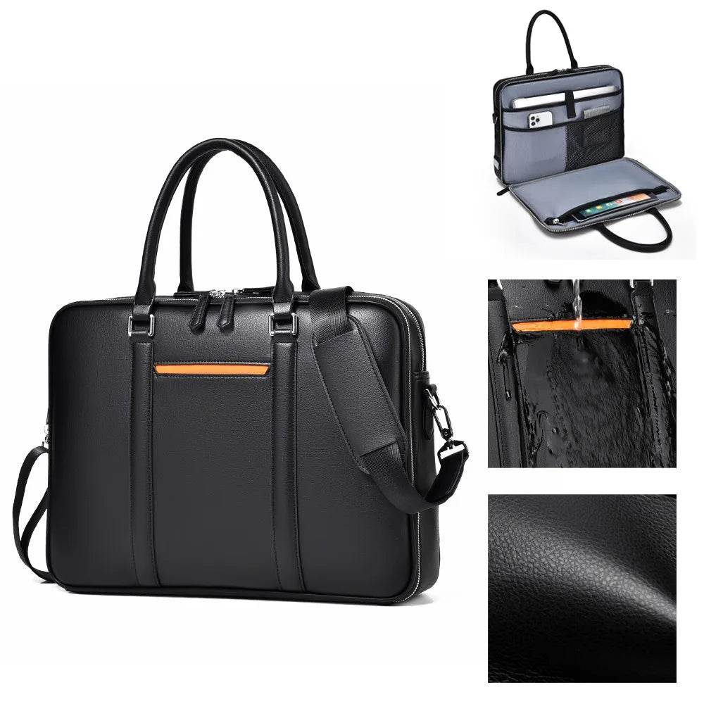 Omar | Leather Business Laptop Briefcase Crossbody Handbag