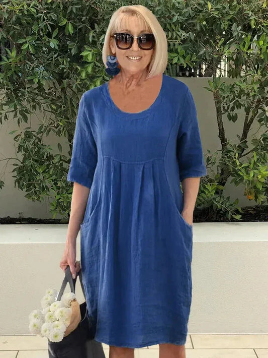 LISA | Effortlessly Chic Loose Cotton Blend Dress - Lizabella Fashion