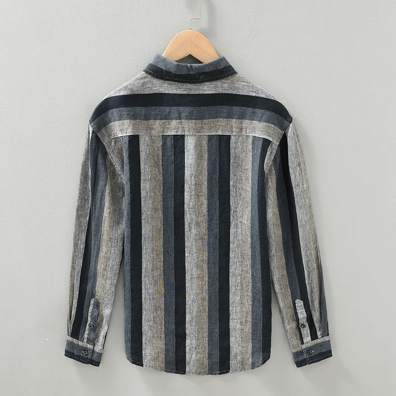 Striped Linen Cotton Shirt – Breathable & Stylish