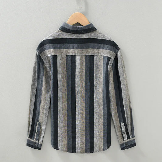 Striped Linen Cotton Shirt – Breathable & Stylish
