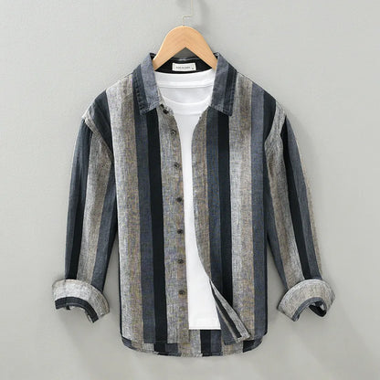 Striped Linen Cotton Shirt – Breathable & Stylish