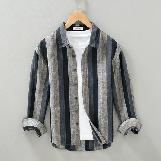 Striped Linen Cotton Shirt – Breathable & Stylish