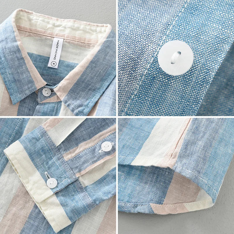 Striped Linen Cotton Shirt – Breathable & Stylish