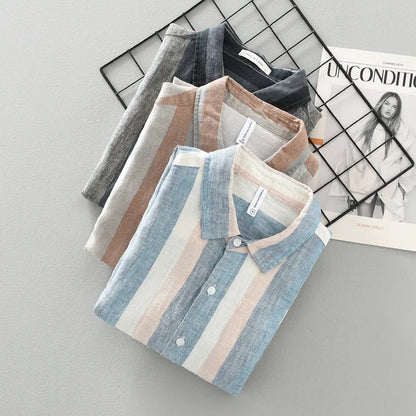 Striped Linen Cotton Shirt – Breathable & Stylish