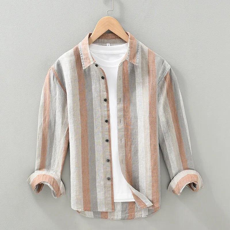 Striped Linen Cotton Shirt – Breathable & Stylish