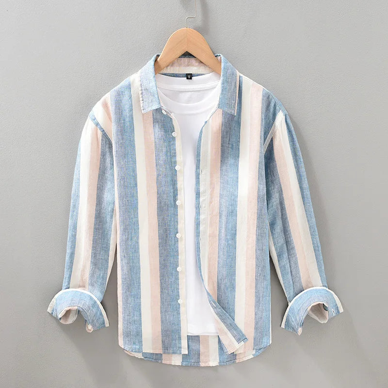 Striped Linen Cotton Shirt – Breathable & Stylish