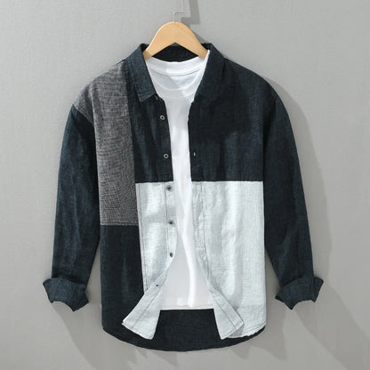 Patchwork Linen Shirt – Stylish & Breathable