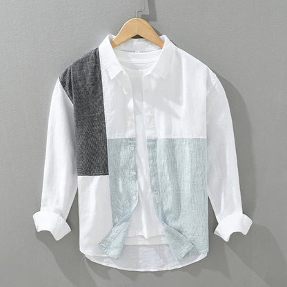 Patchwork Linen Shirt – Stylish & Breathable