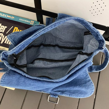 Malaysia | Spacious Multi-pocket Trendy Denim Crossbody Messenger Bag