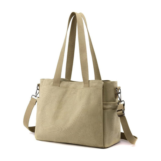 Nyomi | Multi-Pocket Canvas Crossbody Tote Bag