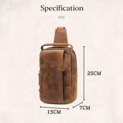 Grant | Men's Vintage Leather Large Crossbody Sling Travel Bag
