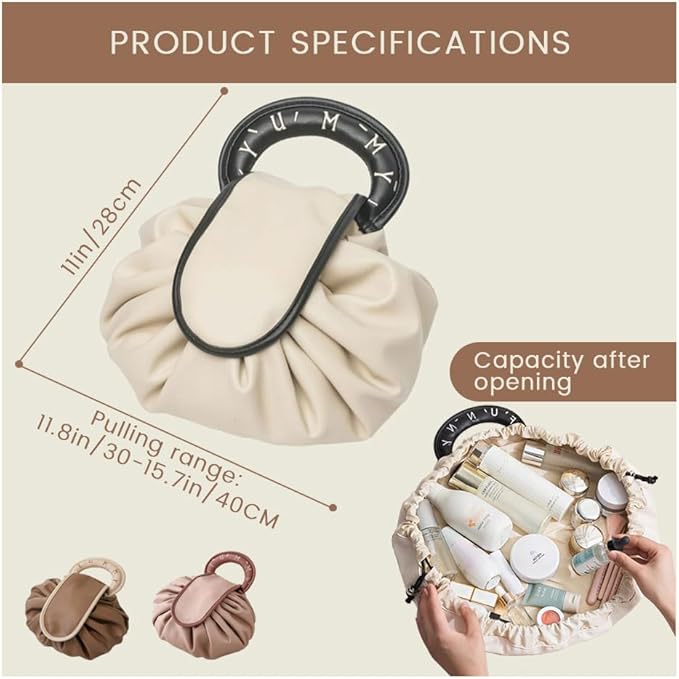 Alena | Large Foldable Drawstring Cosmetic Makeup Travel Bag