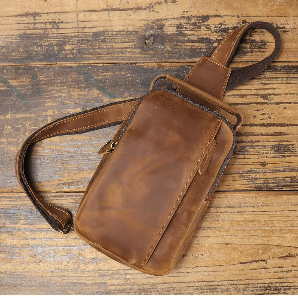 Grant | Men's Vintage Leather Large Crossbody Sling Travel Bag