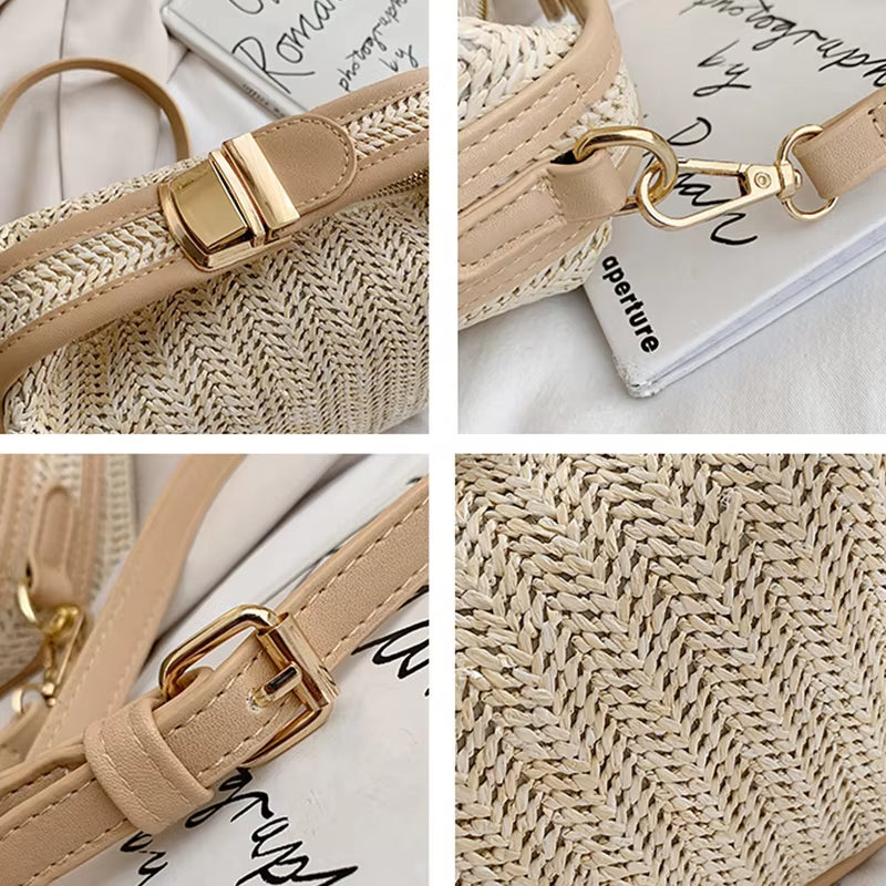 Elyse | Women's Small Woven Straw Crossbody Handbag