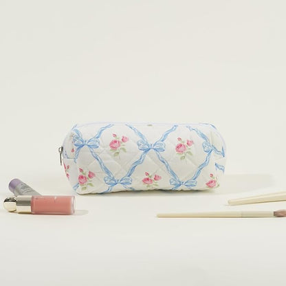 Elisse | Elegant Quilted Floral Design Makeup Pouch Set