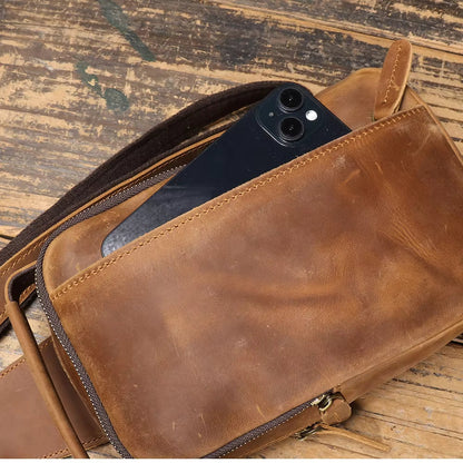 Grant | Men's Vintage Leather Large Crossbody Sling Travel Bag