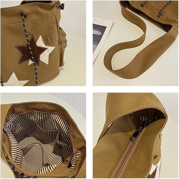 Lottie | Y2K Star Canvas Crossbody Messenger Bag