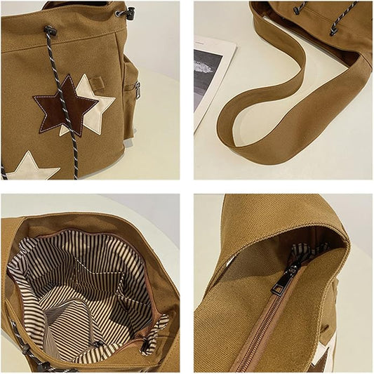Lottie | Y2K Star Canvas Crossbody Messenger Bag