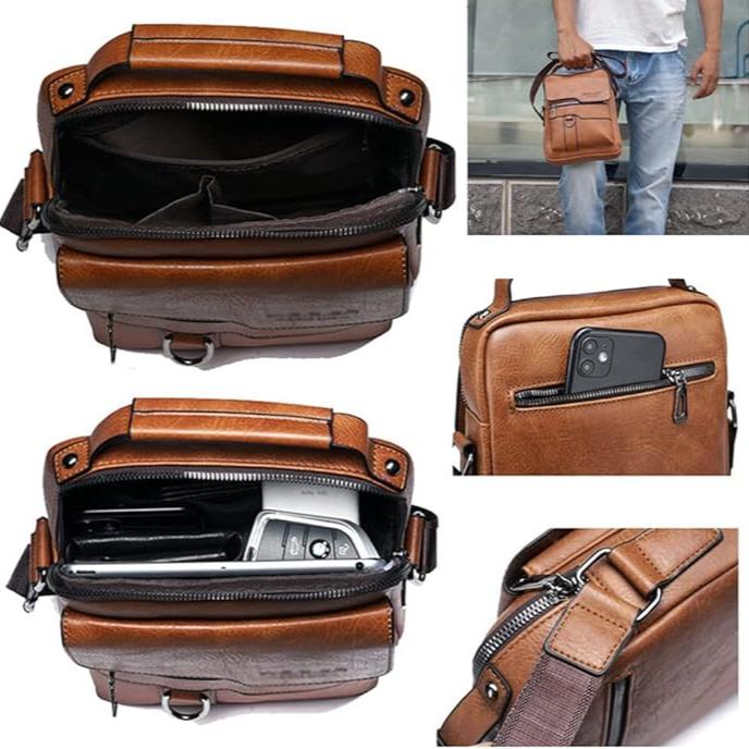 Abraham | Men's Leather Small Crossbody Messenger Bag