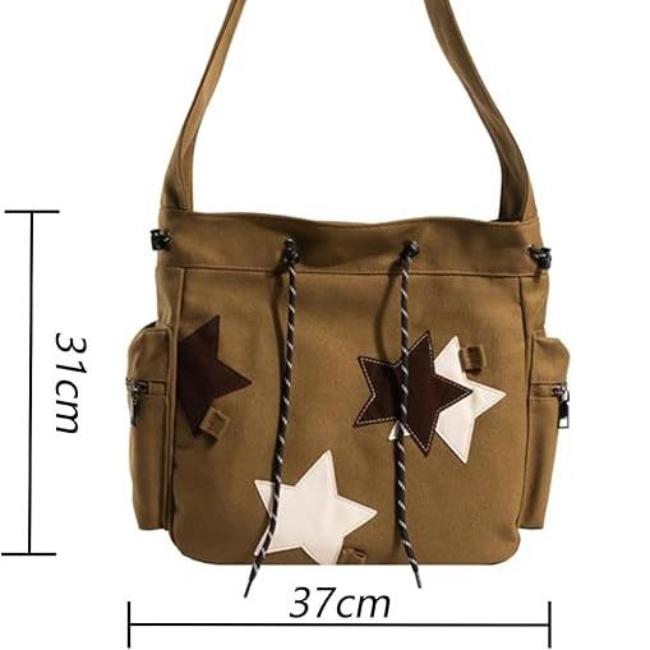 Lottie | Y2K Star Canvas Crossbody Messenger Bag