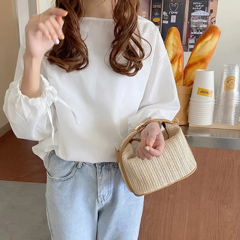Elyse | Women's Small Woven Straw Crossbody Handbag