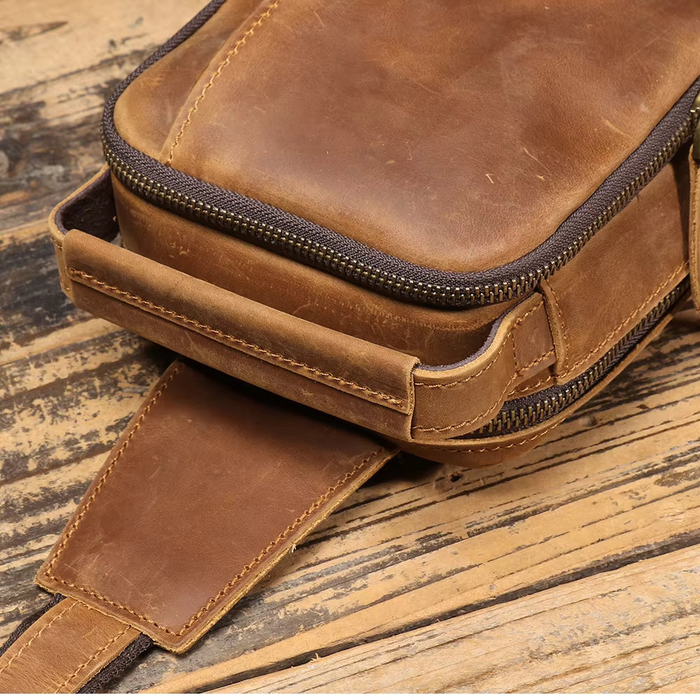 Grant | Men's Vintage Leather Large Crossbody Sling Travel Bag