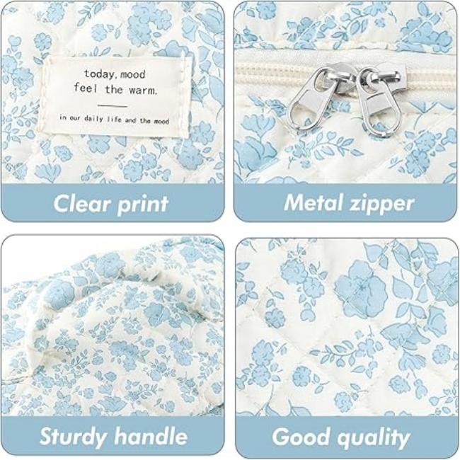 Meilani | Elegant Floral Quilted Cosmetics Essentials Bag