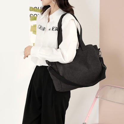 Nyomi | Multi-Pocket Canvas Crossbody Tote Bag