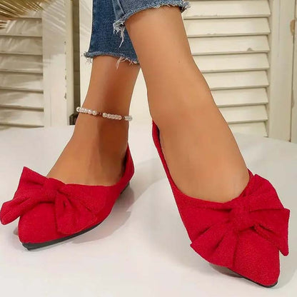 Aria | Pointed Flats – Bow Accent for a Chic Finish