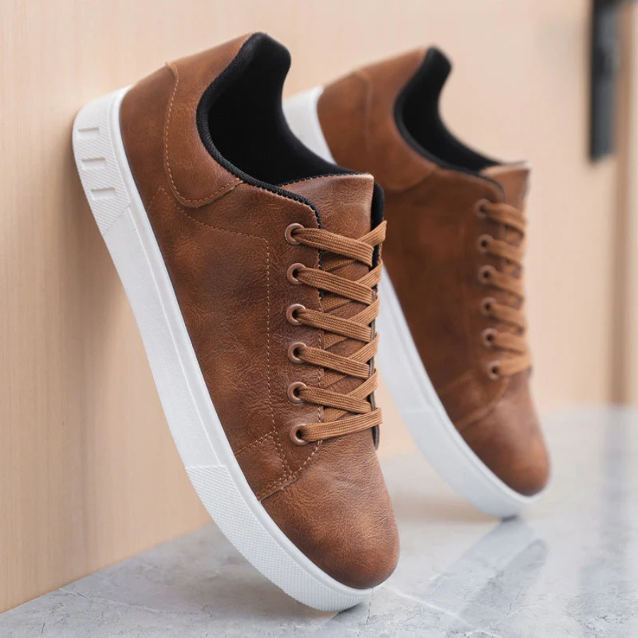 Modern Gent: Refined Autumn Leather Sneakers