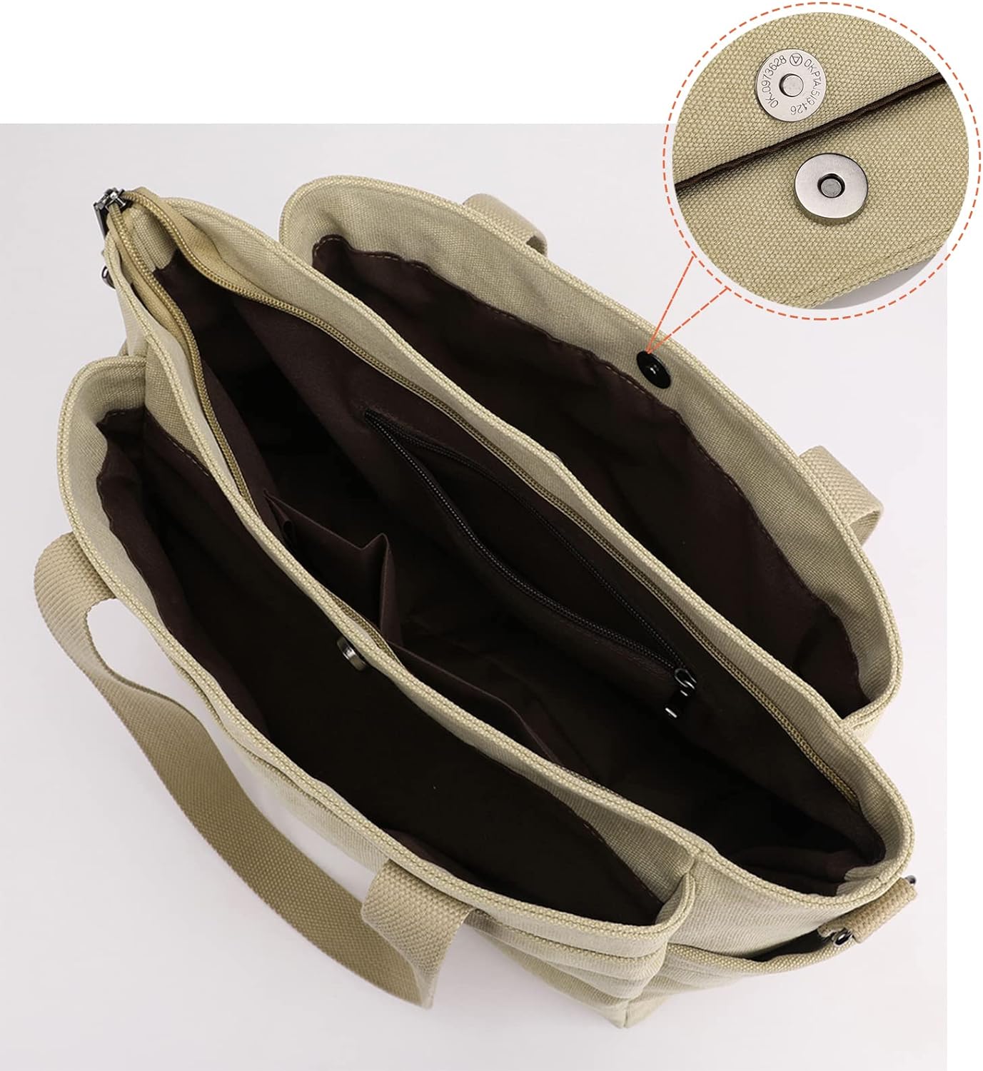 Nyomi | Multi-Pocket Canvas Crossbody Tote Bag