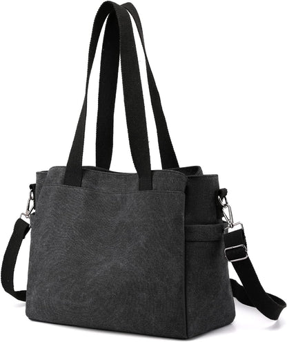 Nyomi | Multi-Pocket Canvas Crossbody Tote Bag