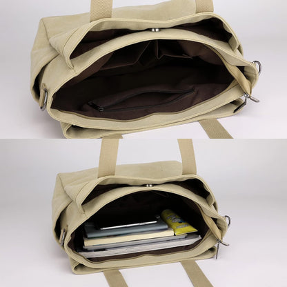 Nyomi | Multi-Pocket Canvas Crossbody Tote Bag