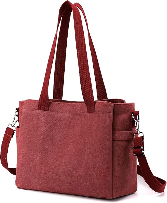 Nyomi | Multi-Pocket Canvas Crossbody Tote Bag