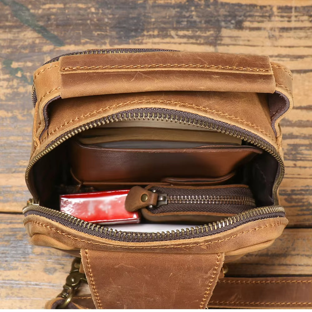 Grant | Men's Vintage Leather Large Crossbody Sling Travel Bag