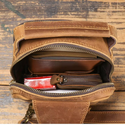 Grant | Men's Vintage Leather Large Crossbody Sling Travel Bag