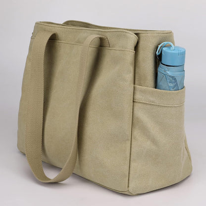 Nyomi | Multi-Pocket Canvas Crossbody Tote Bag