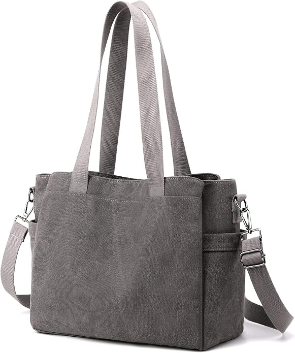 Nyomi | Multi-Pocket Canvas Crossbody Tote Bag