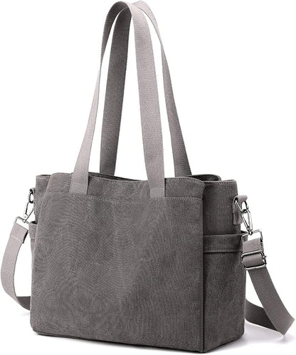 Nyomi | Multi-Pocket Canvas Crossbody Tote Bag